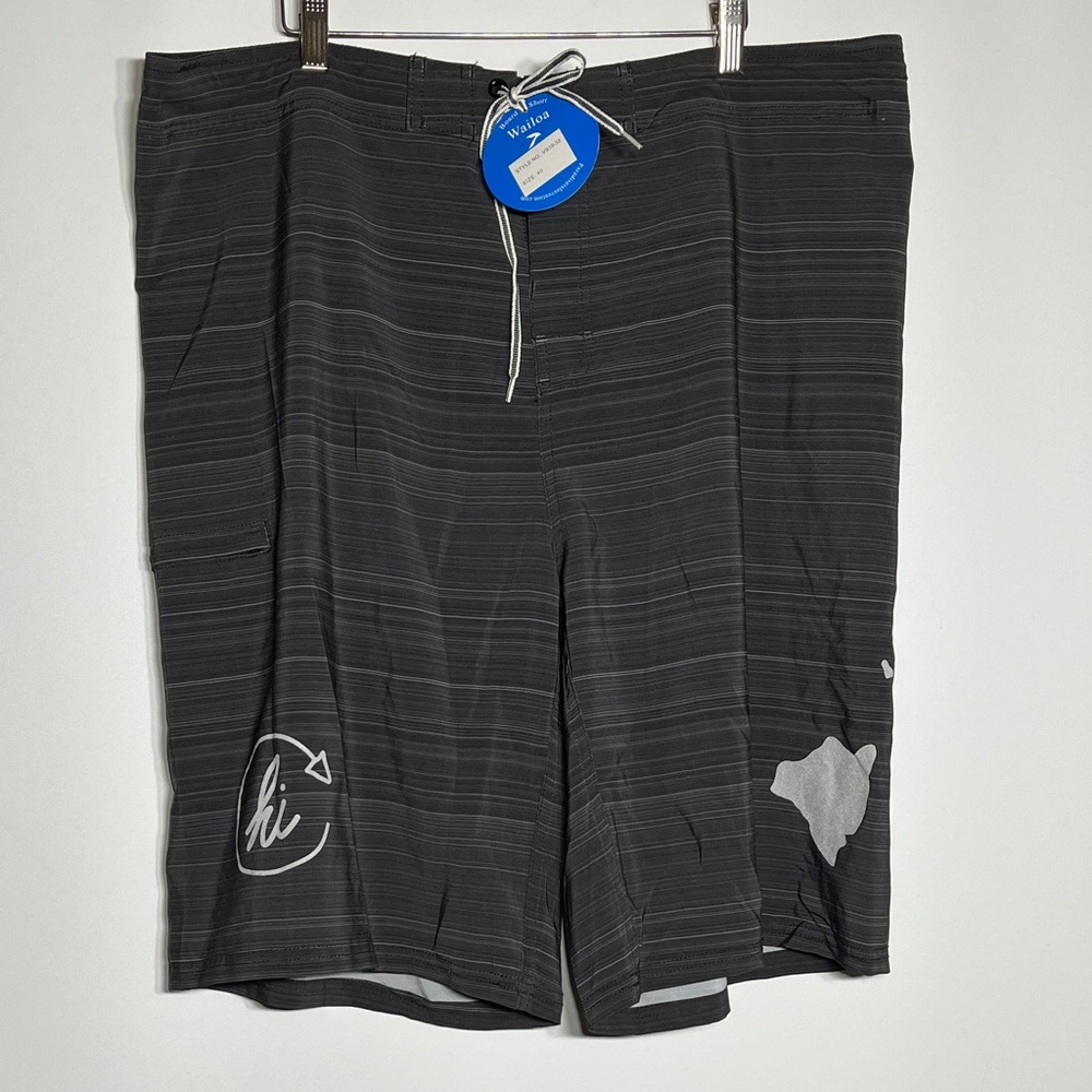 NWT Striped Black and Gray Board Shorts